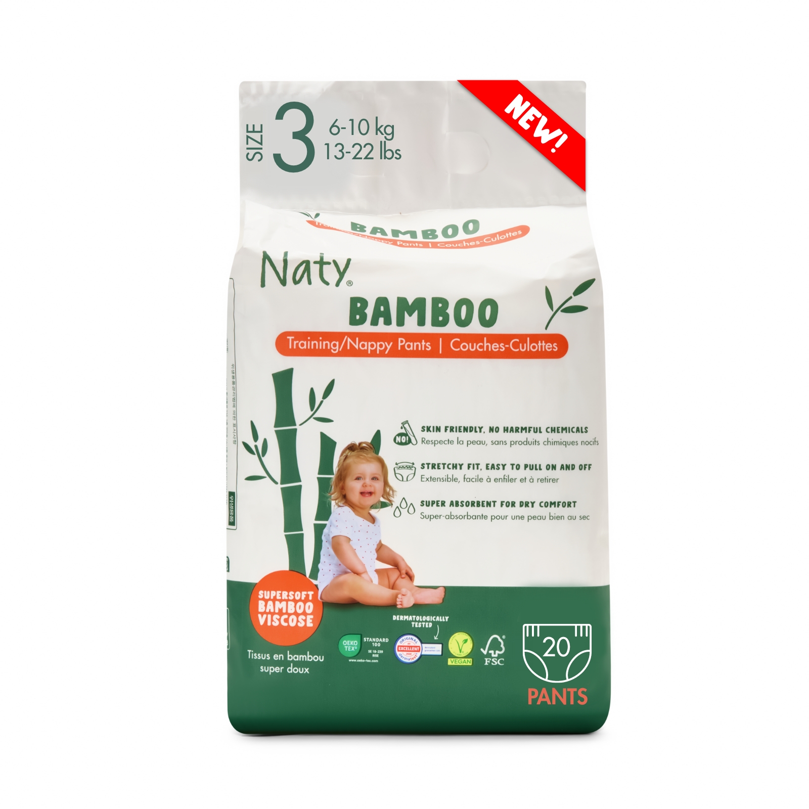 Bamboo Training Pants, , grid, Eco by Naty